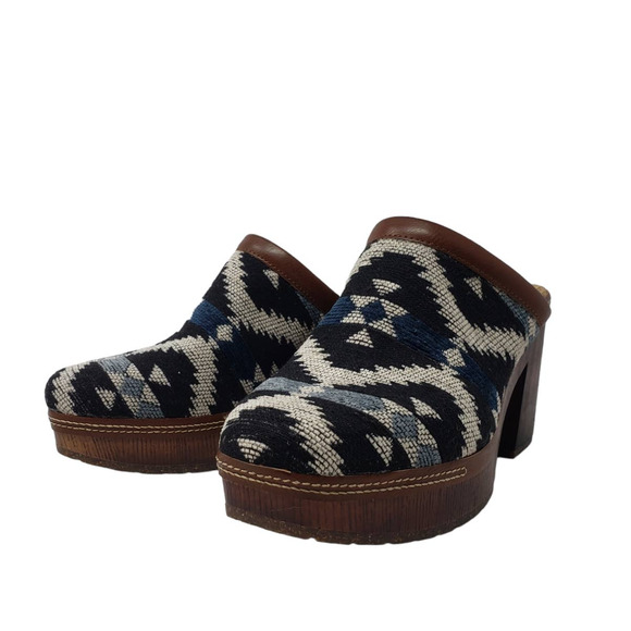 KorkEase Shoes Korks Kork Ease Lori Blue Aztec Slip On Clog Mule